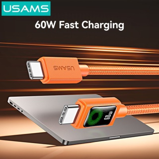USAMS καλώδιο USB-C SJ773, 60W, 480Mbps, 1.2m, πορτοκαλί