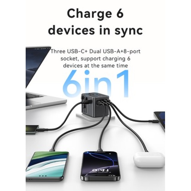 USAMS φορτιστής/αντάπτορας πρίζας CC310, 2x USB & 3x USB-C, universal, 70W, μαύρος USAMS φορτιστής/αντάπτορας πρίζας CC310, 2x USB & 3x USB-C, universal, 70W, μαύρος