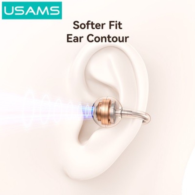 USAMS earphones με θήκη φόρτισης Echo R03, OWS, Φ11mm, 40/300mAh, πορτοκαλί