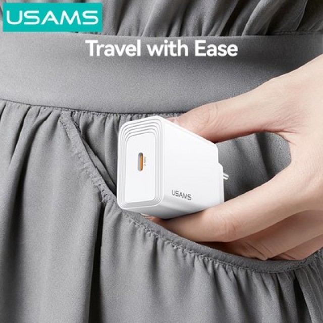 USAMS φορτιστής τοίχου CC325, USB-C, 20W, λευκός USAMS φορτιστής τοίχου CC325, USB-C, 20W, λευκός