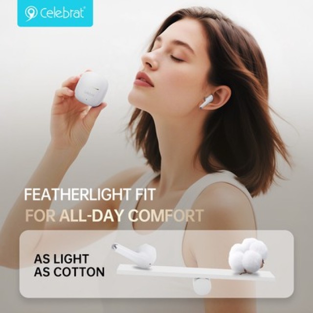 CELEBRAT earphones με θήκη φόρτισης W79, True Wireless, 13mm, 30/300mAh, λευκά