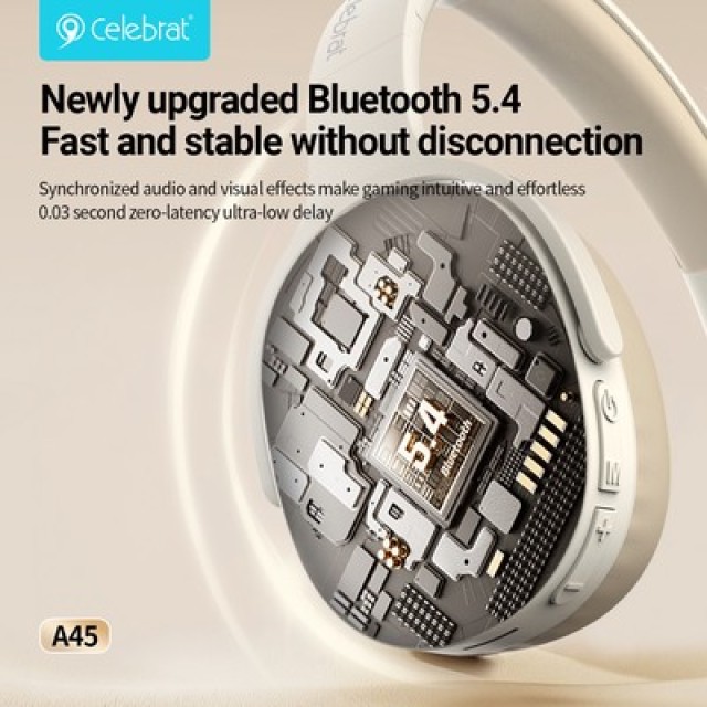 CELEBRAT headphones A45, ασύρματα & ενσύρματα, micro SD, 40mm, 250mAh, μαύρα