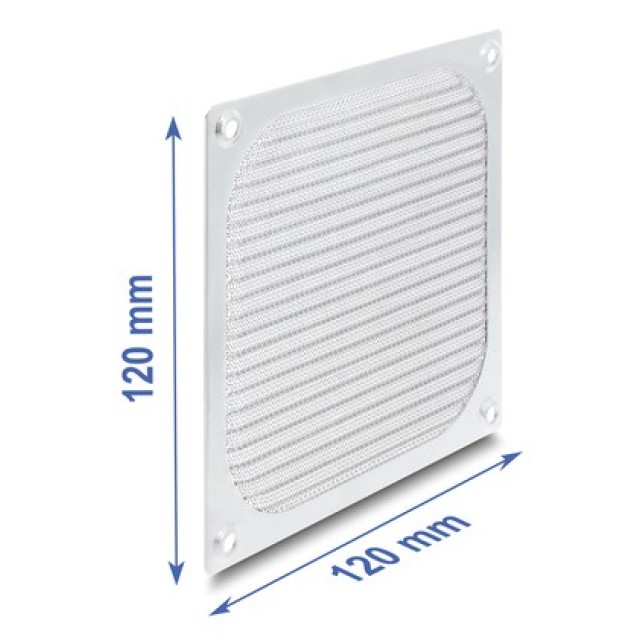 DELOCK σχάρα για 120mm ανεμιστήρα 67458 με φίλτρο σκόνης, μεταλλική, ασημί