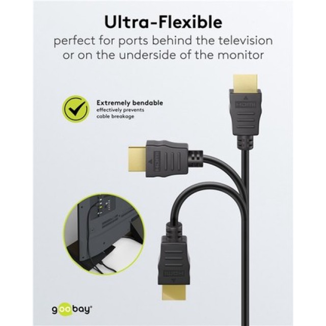GOOBAY καλώδιο HDMI 80104 με Ethernet, soft, 4K/60Hz, 18 Gbps, 3m, μαύρο