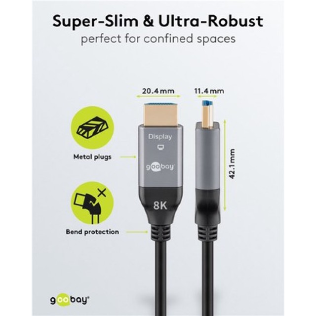GOOBAY καλώδιο HDMI 2.1 76278 με Ethernet, AOC, 8K/60Hz, 48 Gbps, 50m, μαύρο