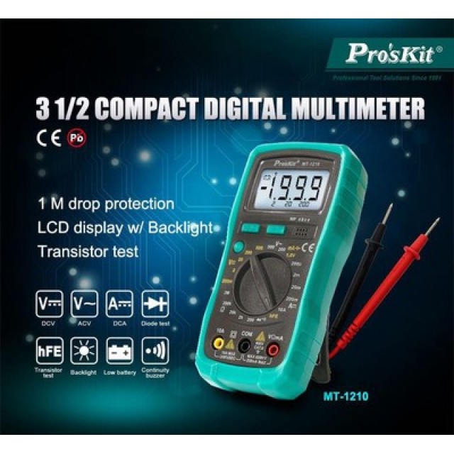 PROSKIT ψηφιακό πολύμετρο MT-1210, μέτρηση AC/DC PROSKIT ψηφιακό πολύμετρο MT-1210, μέτρηση AC/DC