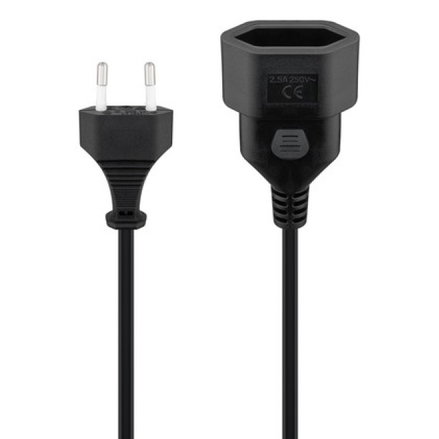 GOOBAY μπαλαντέζα προέκταση ρεύματος 50510, Europlug, 2x 0.75mm², 5m, μαύρη GOOBAY μπαλαντέζα προέκταση ρεύματος 50510, Europlug, 2x 0.75mm², 5m, μαύρη