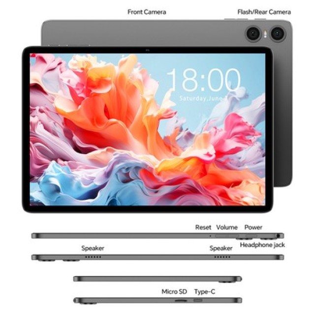 TECLAST tablet P30T με πληκτρολόγιο/στυλό αφής/θήκη, 10.1", 3/128GB, Android 16, 6000mAh, γκρι