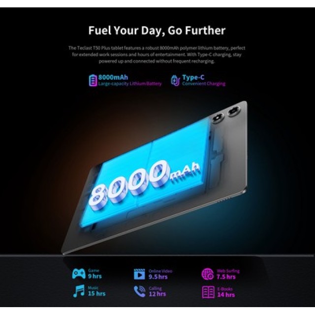 TECLAST tablet T50 Plus με πληκτρολόγιο/στυλό αφής/θήκη, 10.95", 8/128GB, 4G, Android 16, 8000mAh, γκρι TECLAST tablet T50 Plus με πληκτρολόγιο/στυλό αφής/θήκη, 10.95", 8/128GB, 4G, Android 16, 8000mAh, γκρι