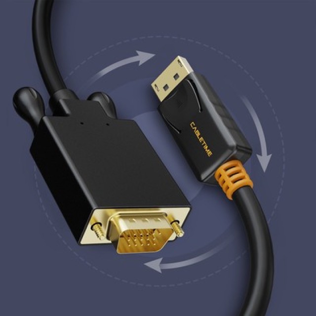 CABLETIME καλώδιο DisplayPort σε VGA CT-AV585-04G, 1080p, 1.8m, μαύρο CABLETIME καλώδιο DisplayPort σε VGA CT-AV585-04G, 1080p, 1.8m, μαύρο