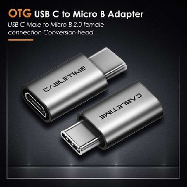 CABLETIME αντάπτορας USB-C σε micro USB CT-CMMCBF-ASG, 480Mbps, γκρι