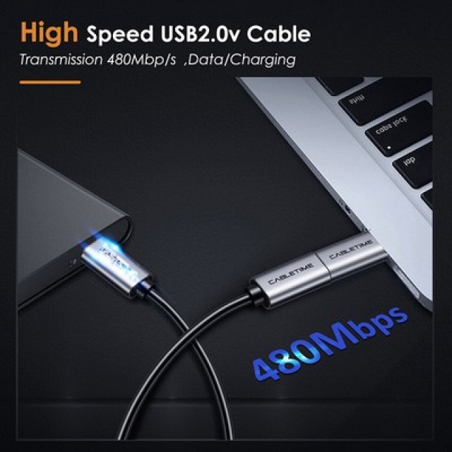 CABLETIME αντάπτορας USB-C σε micro USB CT-CMMCBF-ASG, 480Mbps, γκρι