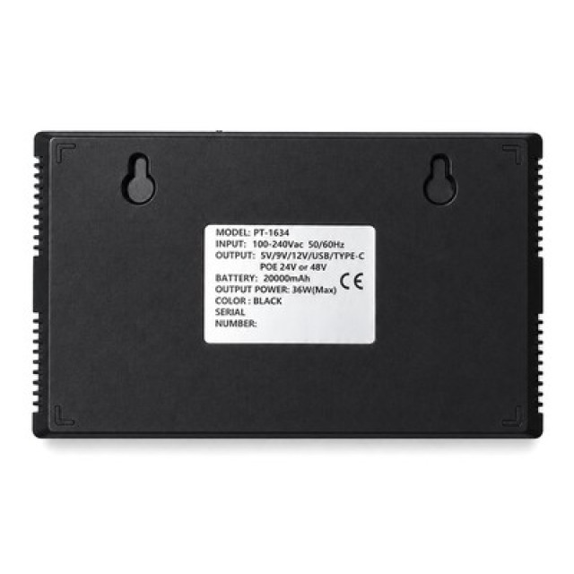 POWERTECH mini DC UPS PT-1634, 36W, 20000mAh, 3x DC, USB/USB-C, PoE/LAN, μαύρο POWERTECH mini DC UPS PT-1634, 36W, 20000mAh, 3x DC, USB/USB-C, PoE/LAN, μαύρο