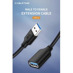 CABLETIME καλώδιο προέκτασης USB CT-C160-U3-AMAFN, 5Gbps, 2m, μαύρο