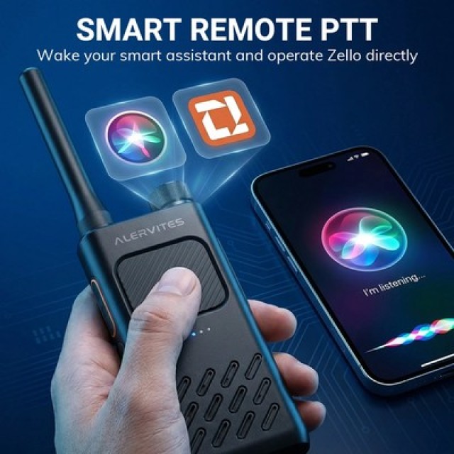 ALERVITES ασύρματος πομποδέκτης AT2, 2W, UHF 400-480MHz, Bluetooth, γκρι