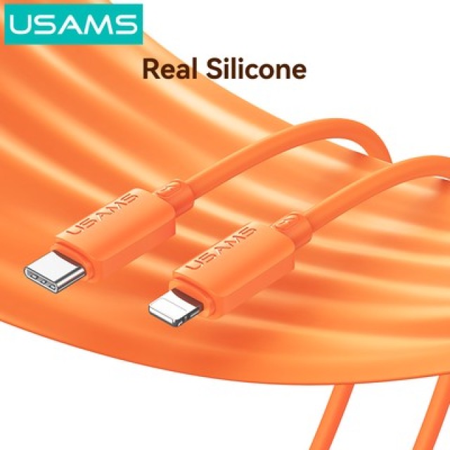 USAMS καλώδιο Lightning σε USB-C SJ788, σιλικόνης, 30W, 480Mbps, 1m, λευκό