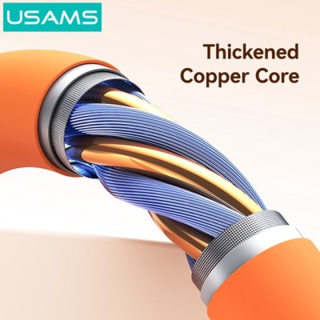 USAMS καλώδιο USB-C SJ787, σιλικόνης, 60W, 480Mbps, 1m, πορτοκαλί