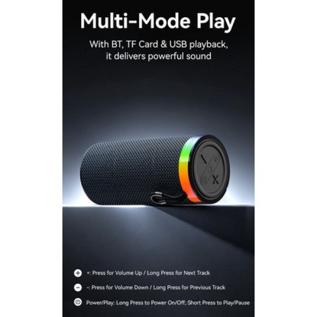 USAMS φορητό ηχείο YX018 με LED φωτισμό, 2x 5W, Bluetooth, 1500mAh, μαύρο USAMS φορητό ηχείο YX018 με LED φωτισμό, 2x 5W, Bluetooth, 1500mAh, μαύρο