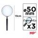 MP μεγεθυντικός φακός PA175, x3, 50mm, μεταλλικός με γυάλινο φακό, μαύρος/ασημί MP μεγεθυντικός φακός PA175, x3, 50mm, μεταλλικός με γυάλινο φακό, μαύρος/ασημί