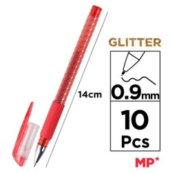 MP σετ στυλό διαρκείας ballpoint PE105O με glitter, 0.9mm, διάφορα χρώματα, 10τμχ MP σετ στυλό διαρκείας ballpoint PE105O με glitter, 0.9mm, διάφορα χρώματα, 10τμχ