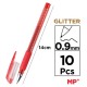 MP σετ στυλό διαρκείας ballpoint PE105O με glitter, 0.9mm, διάφορα χρώματα, 10τμχ MP σετ στυλό διαρκείας ballpoint PE105O με glitter, 0.9mm, διάφορα χρώματα, 10τμχ