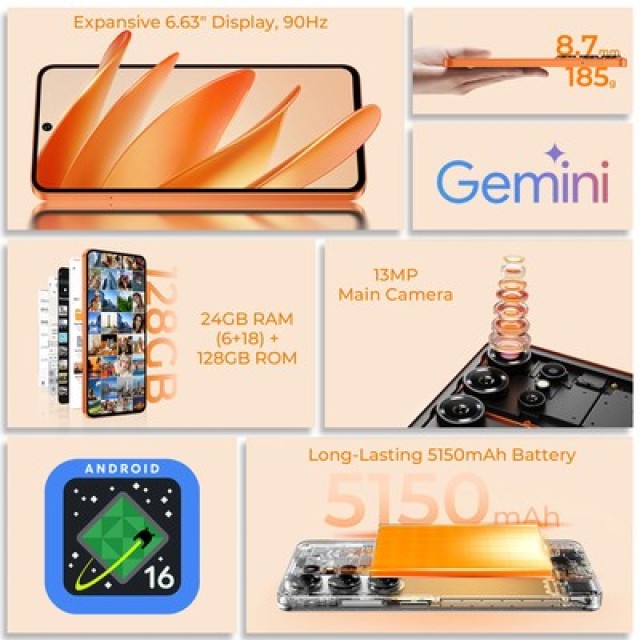 OUKITEL smartphone C26, 6.63", 6/128GB, 5150mAh, πορτοκαλί OUKITEL smartphone C26, 6.63", 6/128GB, 5150mAh, πορτοκαλί