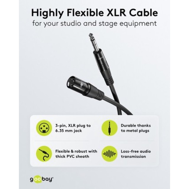 GOOBAY καλώδιο ήχου 6.35mm σε XLR 80049, 1m, μαύρο GOOBAY καλώδιο ήχου 6.35mm σε XLR 80049, 1m, μαύρο