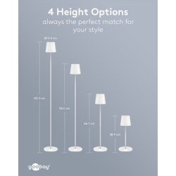 GOOBAY επιτραπέζιο φωτιστικό 76572, RGBW, dimmable, επαναφορτιζόμενο, έως 122.3cm ύψος, λευκό