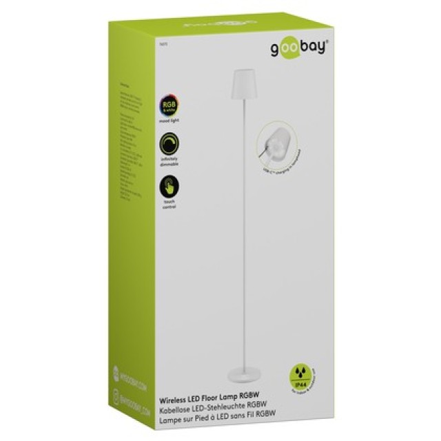 GOOBAY επιτραπέζιο φωτιστικό 76572, RGBW, dimmable, επαναφορτιζόμενο, έως 122.3cm ύψος, λευκό