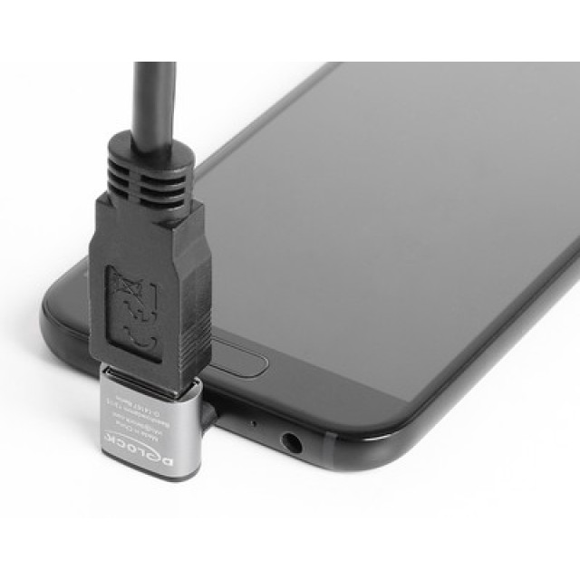 DELOCK αντάπτορας USB-C σε USB 67425, γωνιακός, 10Gbps, 60W, γκρι