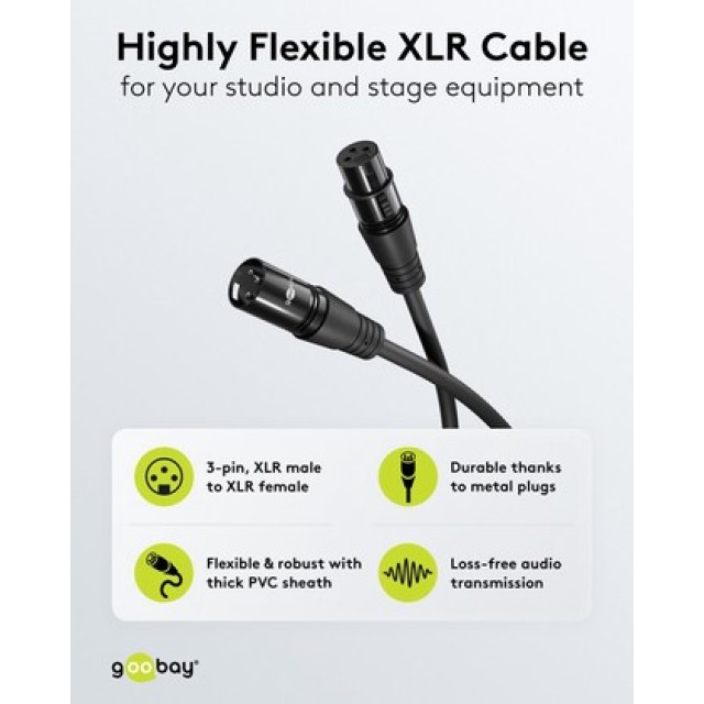 GOOBAY καλώδιο προέκτασης ήχου XLR 80042, 10m, μαύρο GOOBAY καλώδιο προέκτασης ήχου XLR 80042, 10m, μαύρο