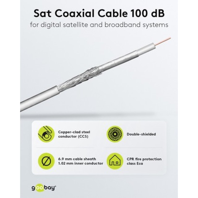GOOBAY καλώδιο κεραίας 27528, 100dB, 75Ω, CCS, 100m, λευκό