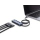 DELOCK USB-C hub 64384 με διακόπτες, 4x θυρών, 10Gbps, USB-C σύνδεση, γκρι