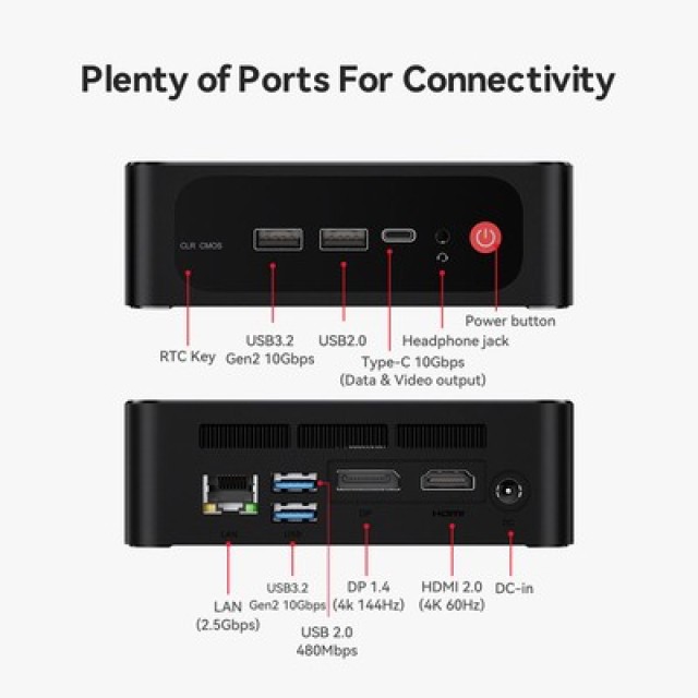 BEELINK mini PC SER5 Max, AMD Ryzen R7 7735U, 24GB, 500GB M.2, Windows 11 Pro