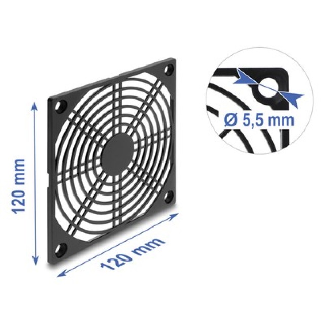 DELOCK σχάρα για 120mm ανεμιστήρα 67664, πλαστική, μαύρη DELOCK σχάρα για 120mm ανεμιστήρα 67664, πλαστική, μαύρη