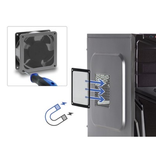 DELOCK φίλτρο σκόνης για 120mm ανεμιστήρα 67717, μαγνητικό, μαύρο