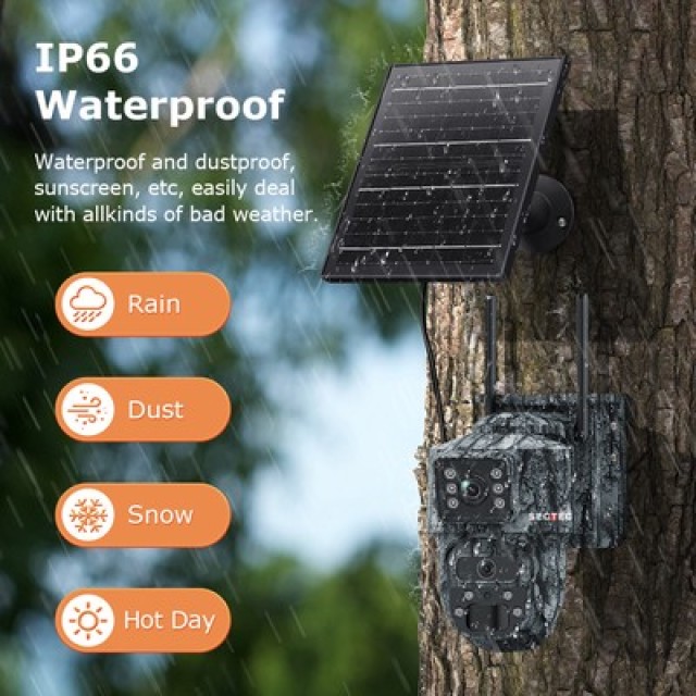 SECTEC smart ηλιακή κάμερα κυνηγού ST-537-6MAOV-4G-EU-G, dual lens, 3MP, 4G, SD, PTZ, IP66