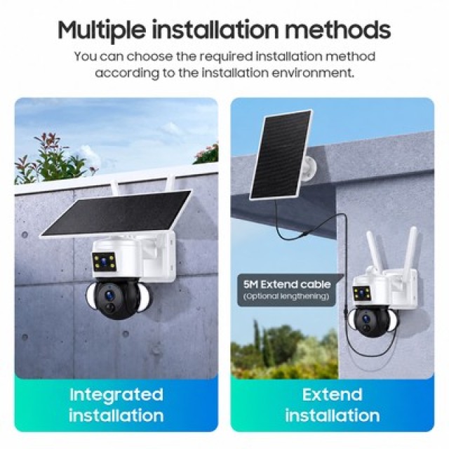 SECTEC smart ηλιακή κάμερα ST-538-6MAOV, dual lens, 3MP, WiFi, SD, PTZ, IP66