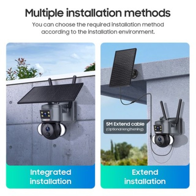 SECTEC smart ηλιακή κάμερα ST-538-6MAOV-4G-EU, dual lens, 3MP, 4G, SD, PTZ, IP66 SECTEC smart ηλιακή κάμερα ST-538-6MAOV-4G-EU, dual lens, 3MP, 4G, SD, PTZ, IP66