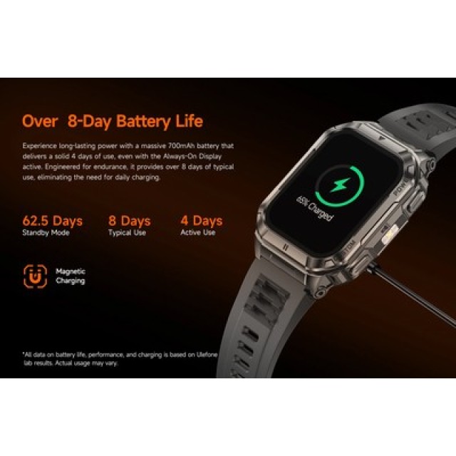ULEFONE smartwatch Armor Watch Ultra, 2x λουράκια, heart rate, 1.93" AMOLED, GPS, MIL-STD-810H, μαύρο ULEFONE smartwatch Armor Watch Ultra, 2x λουράκια, heart rate, 1.93" AMOLED, GPS, MIL-STD-810H, μαύρο