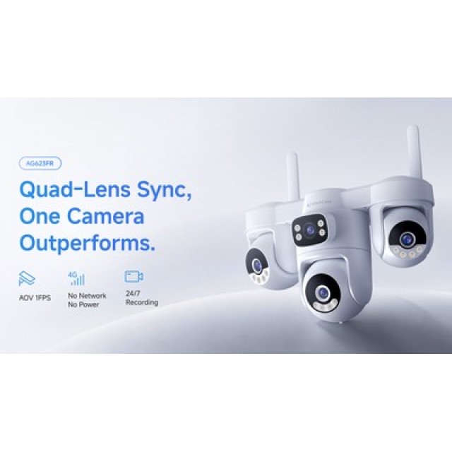 VSTARCAM smart ηλιακή κάμερα AG623FR, four-lens, 3MP, 4G, SD, PTZ, IP66, μαύρη