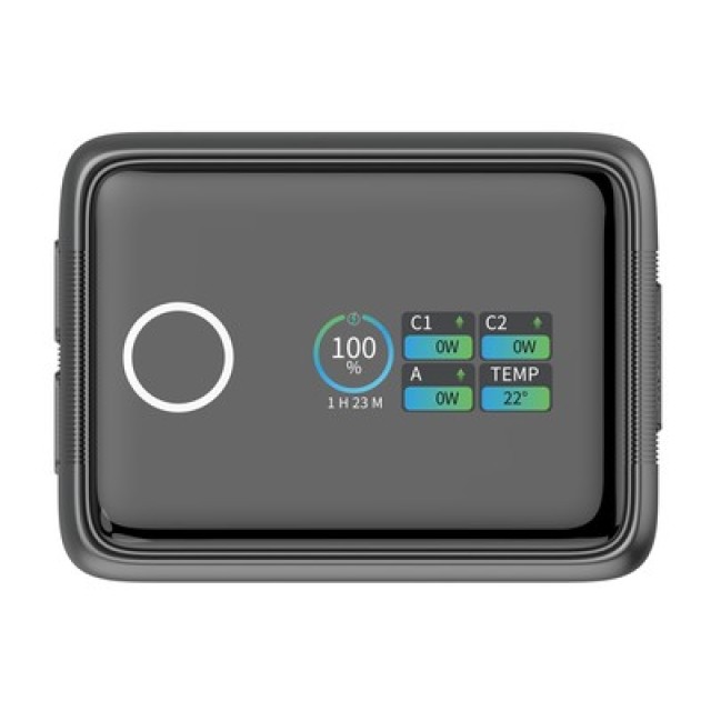 POWERTECH power bank PT-1640 με οθόνη & καλώδιο, 20000mAh, 100W, γκρι