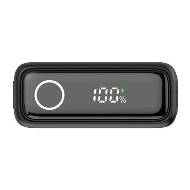 POWERTECH power bank PT-1641 με οθόνη & καλώδιο, 10000mAh, 22.5W, μαύρο
