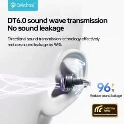 CELEBRAT earphones με θήκη φόρτισης W74, OWS, 10mm, 25/250mAh, μαύρα