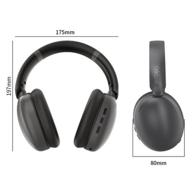 CELEBRAT headphones A47, ασύρματα & ενσύρματα, 40mm, 400mAh, ANC, γκρι