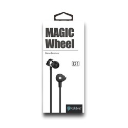 CELEBRAT earphones με μικρόφωνο D1, 3.5mm, Φ10mm, 1.2m flat, μαύρα