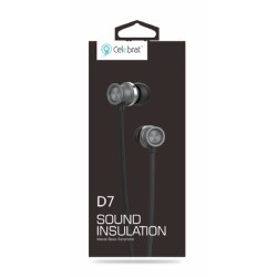 CELEBRAT earphones με μικρόφωνο D7, 3.5mm σύνδεση, Φ10mm, 1.2m, μαύρα