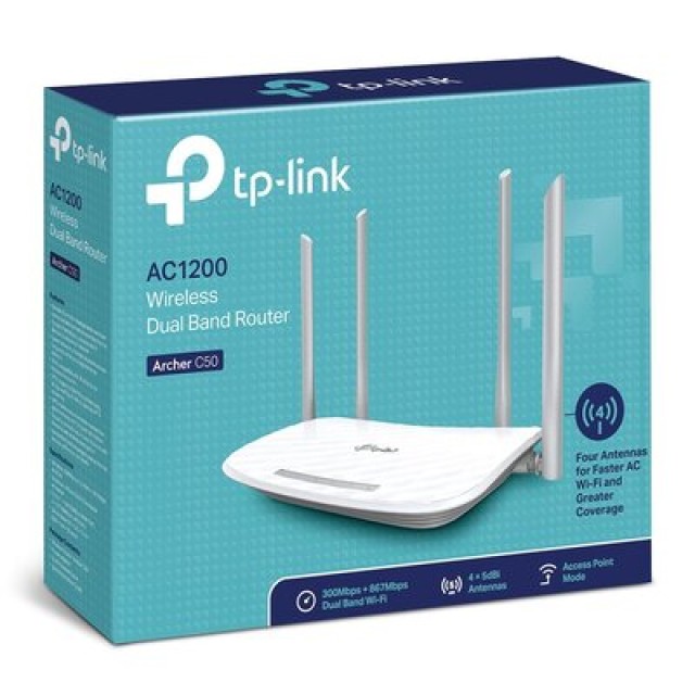 TP-LINK Router Archer C50, Wi-Fi 1200Mbps AC1200, Dual Band, Ver. 6.0