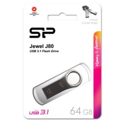 SILICON POWER USB Flash Drive Jewel 80, 64GB, USB 3.2, ασημί