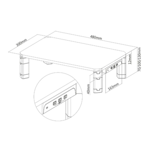 BRATECK επιτραπέζια βάση AMS-7 για οθόνη 17-32", 3x USB 3.0, 20kg